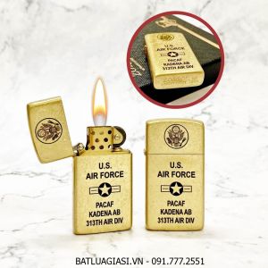 BẬT LỬA ZIPPO SLIM ZORRO - VÀNG CỔ U.S AIR FORCE (KHÔNG QUÂN MỸ) - RUỘT VÀNG (FULL BOX) - (XÀI XĂNG)