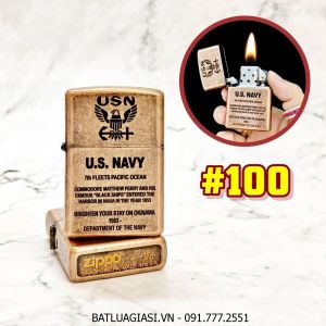 BẬT LỬA ZIPPO ĐỒNG CỔ U.S NAVY (HẢI QUÂN MỸ - HOA KỲ) (CÓ MỘC ĐÁY) - (XÀI XĂNG) #100