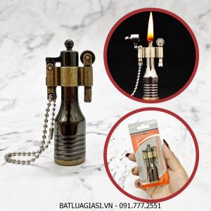 BẬT LỬA MÓC KHÓA DOLPHIN XĂNG ĐÁ CỔ HÌNH CHAI RƯỢU (KIM LOẠI) - (XÀI XĂNG)