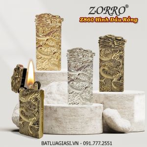 BẬT LỬA XĂNG ĐÁ ZORRO Z860 HÌNH ĐẦU RỒNG - (XÀI XĂNG)