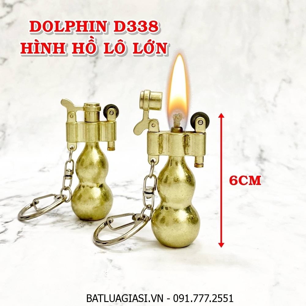 BẬT LỬA MÓC KHÓA DOLPHIN XĂNG ĐÁ CỔ HÌNH HỒ LÔ LỚN D338 (KIM LOẠI) - (XÀI XĂNG)