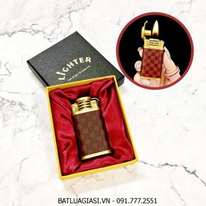 BẬT LỬA CỐI XĂNG ĐÁ BỌC DA VÂN CARO (CÓ HỘP) - (XÀI XĂNG)