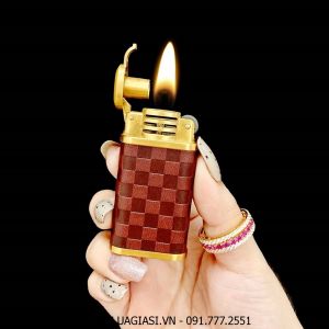 BẬT LỬA CỐI XĂNG ĐÁ BỌC DA VÂN CARO - (XÀI XĂNG)