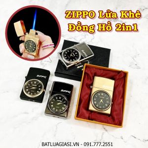BẬT LỬA ZIPPO LỬA KHÈ - ĐỒNG HỒ 2IN1 (CÓ HỘP) - (XÀI GAS)