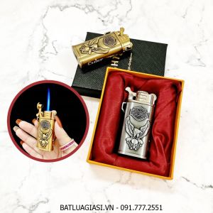 BẬT LỬA KHÈ GAS ĐÁ RÃNH TAY CHIEF CF220D HÌNH ĐẠI BÀNG LOGO "HARLEY-DAVIDSON" (KIM LOẠI) (CÓ HỘP) - (XÀI GAS)