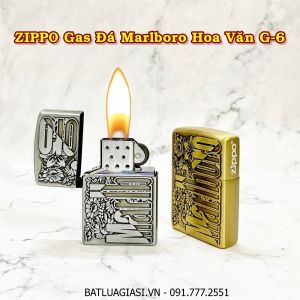 BẬT LỬA ZIPPO GAS ĐÁ MARLBORO HOA VĂN G-6 - (XÀI GAS)