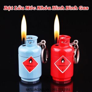 BẬT LỬA MÓC KHÓA HÌNH BÌNH GAS (KIM LOẠI) - (XÀI GAS)