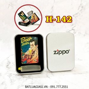 BẬT LỬA ZIPPO SƠN TĨNH ĐIỆN 2 MẶT KIỂU VINTAGE (CÓ MỘC ĐÁY) - (HỘP THIẾC KÈM XĂNG) H-142