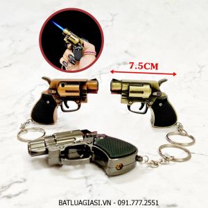 BẬT LỬA KHÈ - MÓC KHÓA HÌNH SÚNG ĐIỆP VIÊN LỬA KIM (SIZE: 7.5CM) - (XÀI GAS)