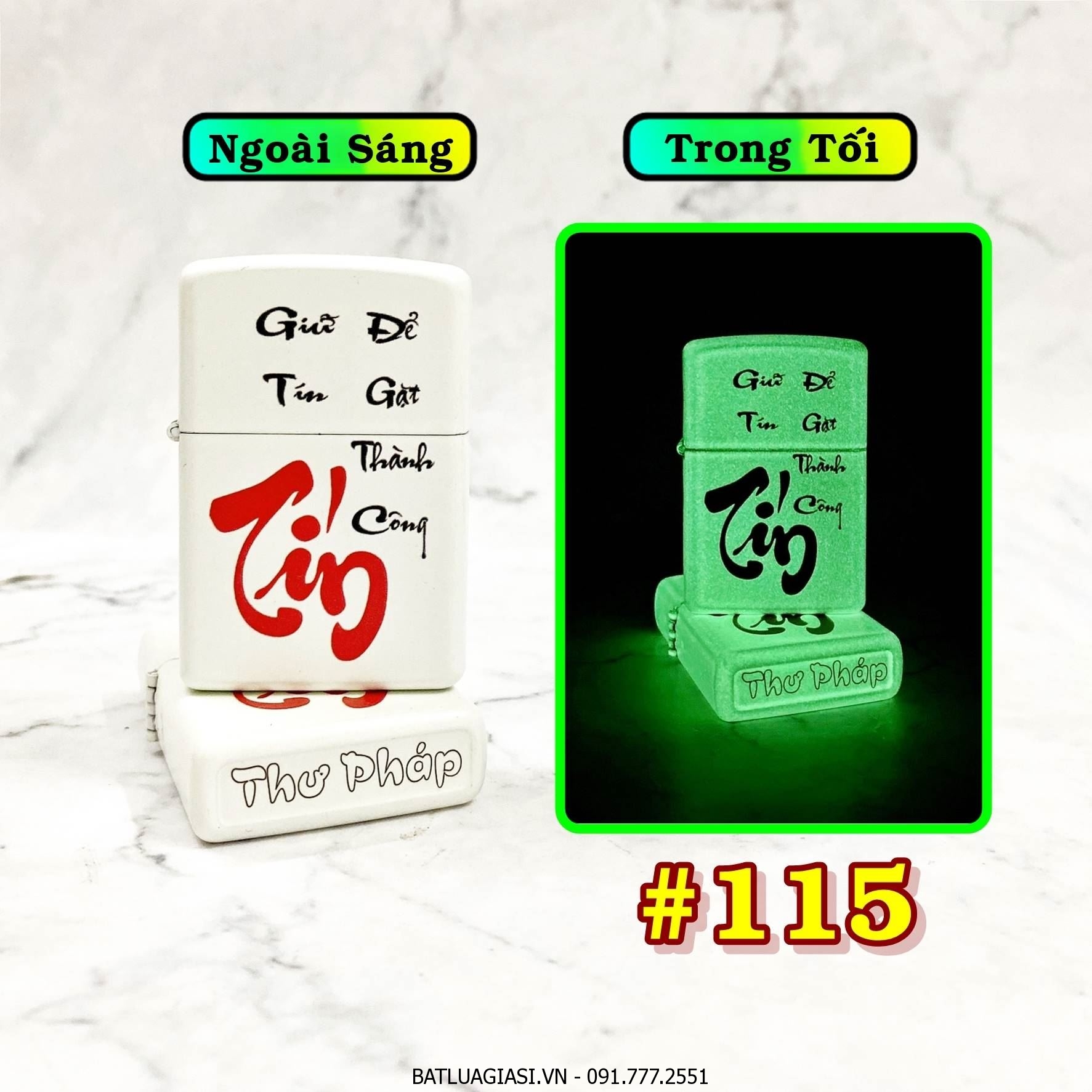 BẬT LỬA ZIPPO CHỮ TÍN THƯ PHÁP \