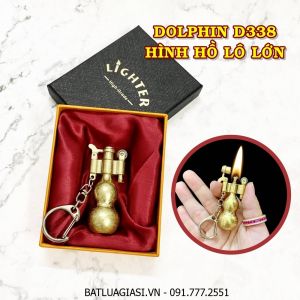 BẬT LỬA MÓC KHÓA DOLPHIN XĂNG ĐÁ CỔ HÌNH HỒ LÔ LỚN D338 (KIM LOẠI) (CÓ HỘP) - (XÀI XĂNG)