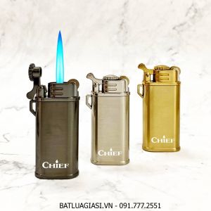 BẬT LỬA KHÈ GAS ĐÁ RÃNH TAY CHIEF CF220A TRƠN (KIM LOẠI) - (XÀI GAS)