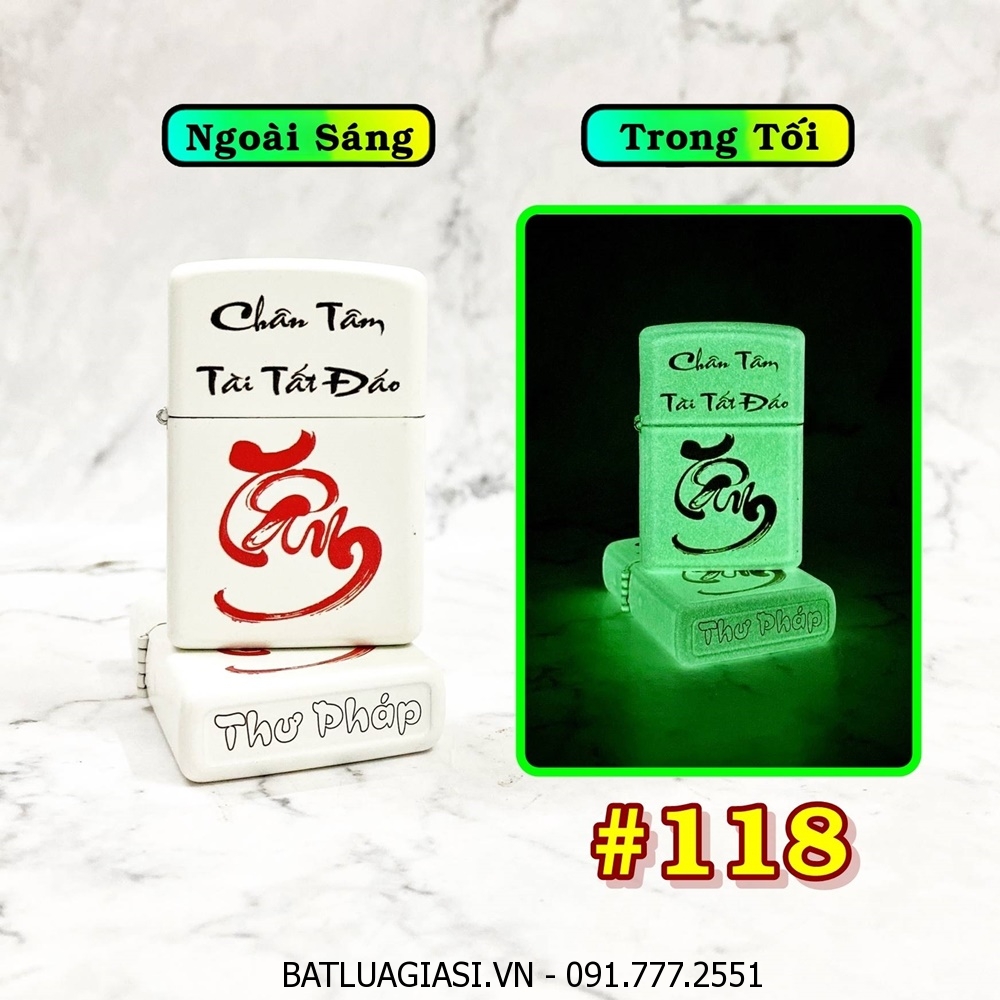 BẬT LỬA ZIPPO CHỮ TÂM THƯ PHÁP \