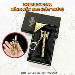 BẬT LỬA MÓC KHÓA DOLPHIN XĂNG ĐÁ CỔ HÌNH CÂY TRE (CÂY TRÚC) D341 (CÓ HỘP) - (XÀI XĂNG)