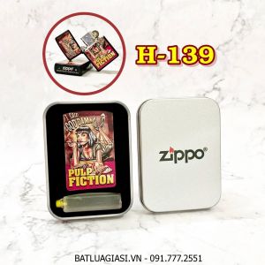 BẬT LỬA ZIPPO SƠN TĨNH ĐIỆN 2 MẶT KIỂU VINTAGE (CÓ MỘC ĐÁY) - (HỘP THIẾC KÈM XĂNG) H-139
