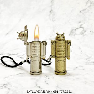 BẬT LỬA MÓC KHÓA DOLPHIN XĂNG ĐÁ CỔ HÌNH ROBOT (KIM LOẠI) - (XÀI XĂNG)